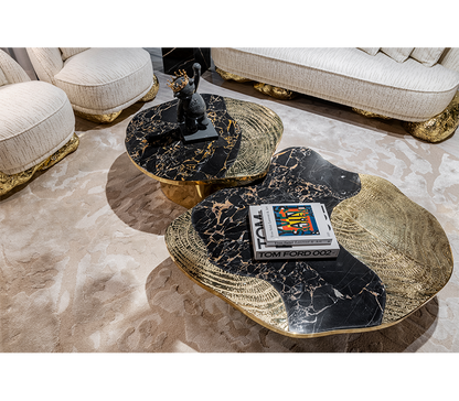 Ophelia Portoro Marble & Gold Center Table