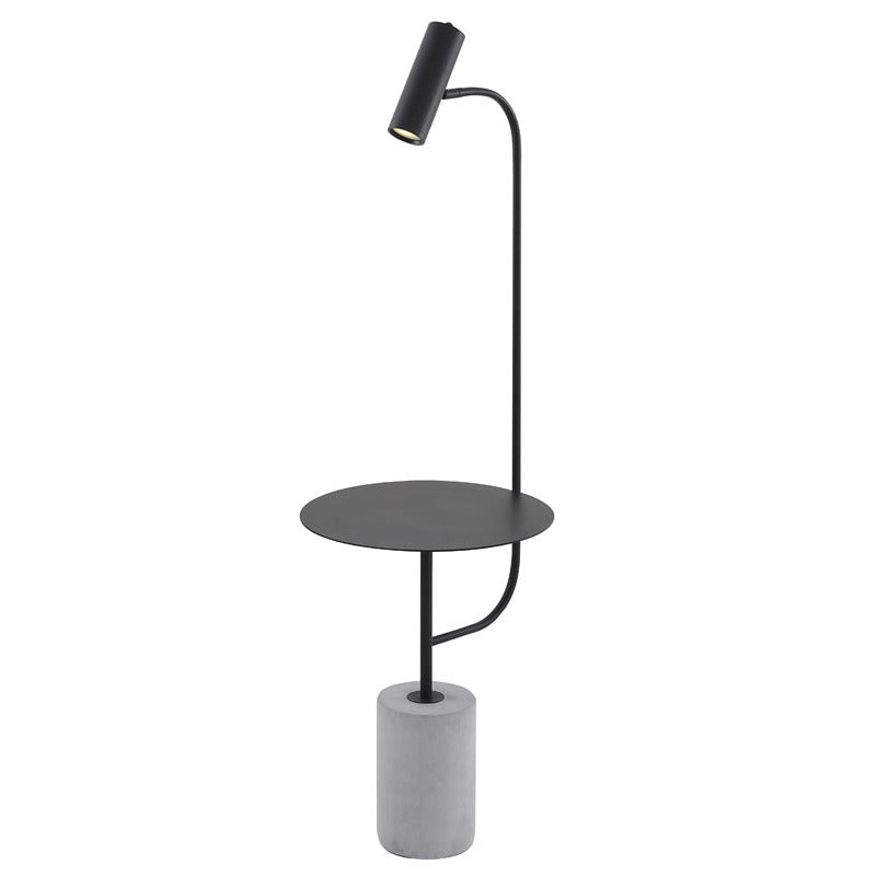 Matte Black Floor Lamp with Concrete Base