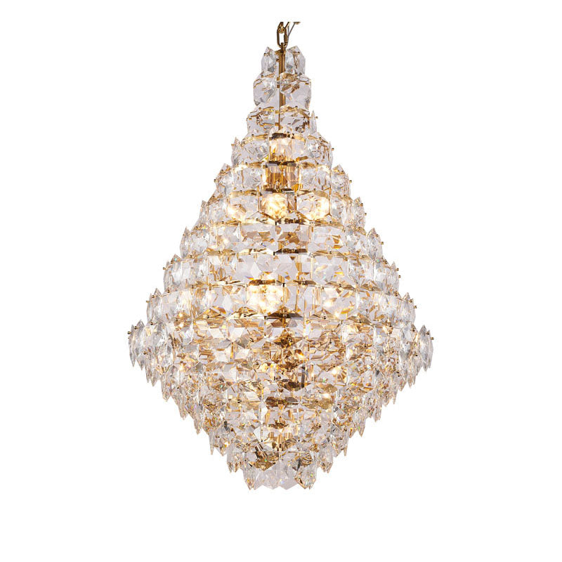 Chrome Frame Chandelier With Clear Hanging Crystals