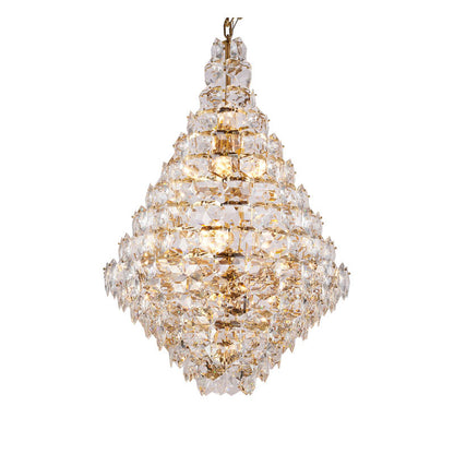 Chrome Frame Chandelier With Clear Hanging Crystals