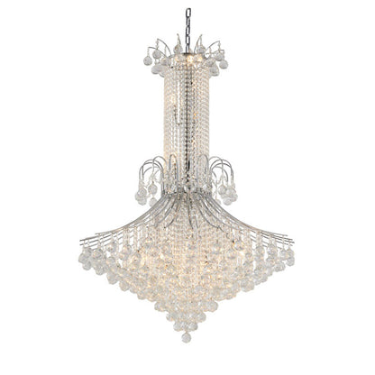 Chrome Waterfall Chandelier With Clear Hanging Crystals