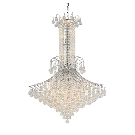Chrome Waterfall Chandelier With Clear Hanging Crystals