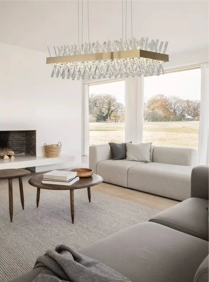 Dimmable Gold Metal LED Chandelier, Rectangular Design
by Bethel International