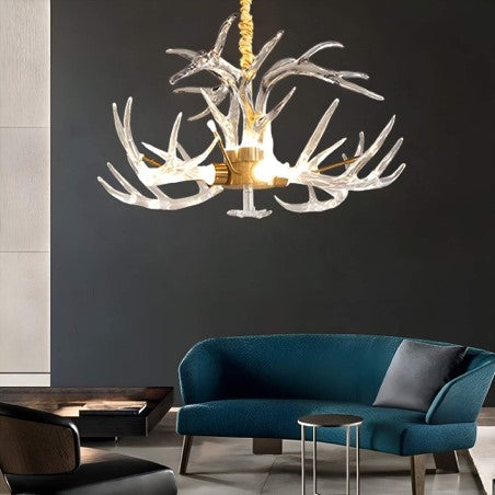 7-Light Resin Deer Horn Antler Ceiling