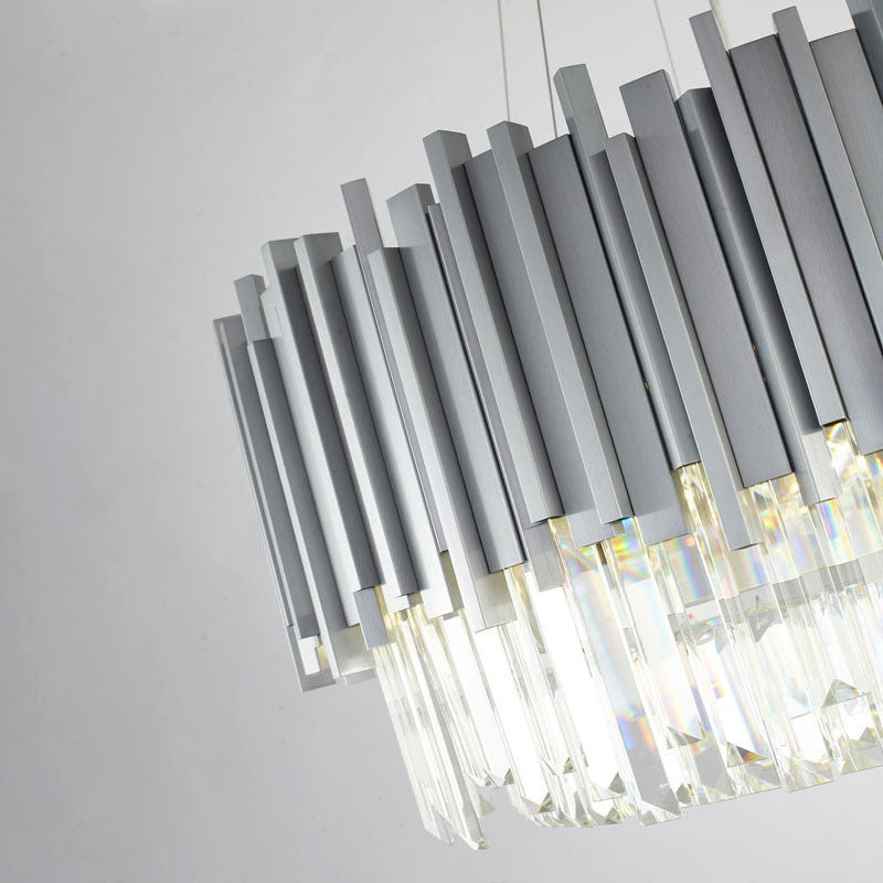 Hairline Chandelier With Clear Hanging Crystals
