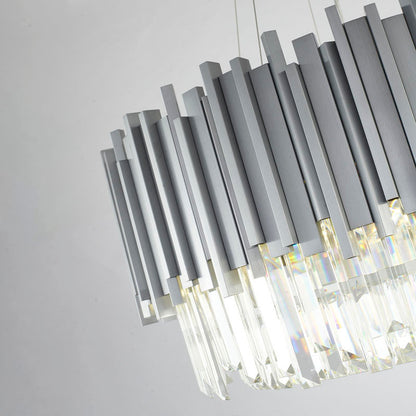 Hairline Chandelier With Clear Hanging Crystals