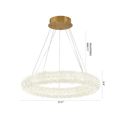 Brass Chandelier With A Spiky Clear Crystal Halo