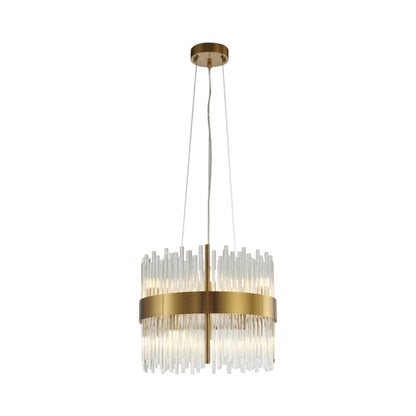 Gold Halo Frame Chandelier with Clear Glass Rods