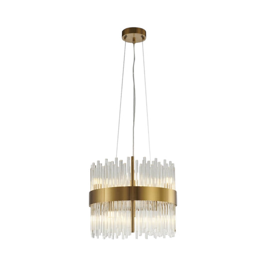 Gold Halo Frame Chandelier with Clear Glass Rods