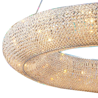 Clear Crystal Beaded Round Halo Ring Chandelier