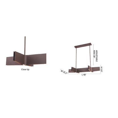 Sand Coffee Double Cross LED Chandelier