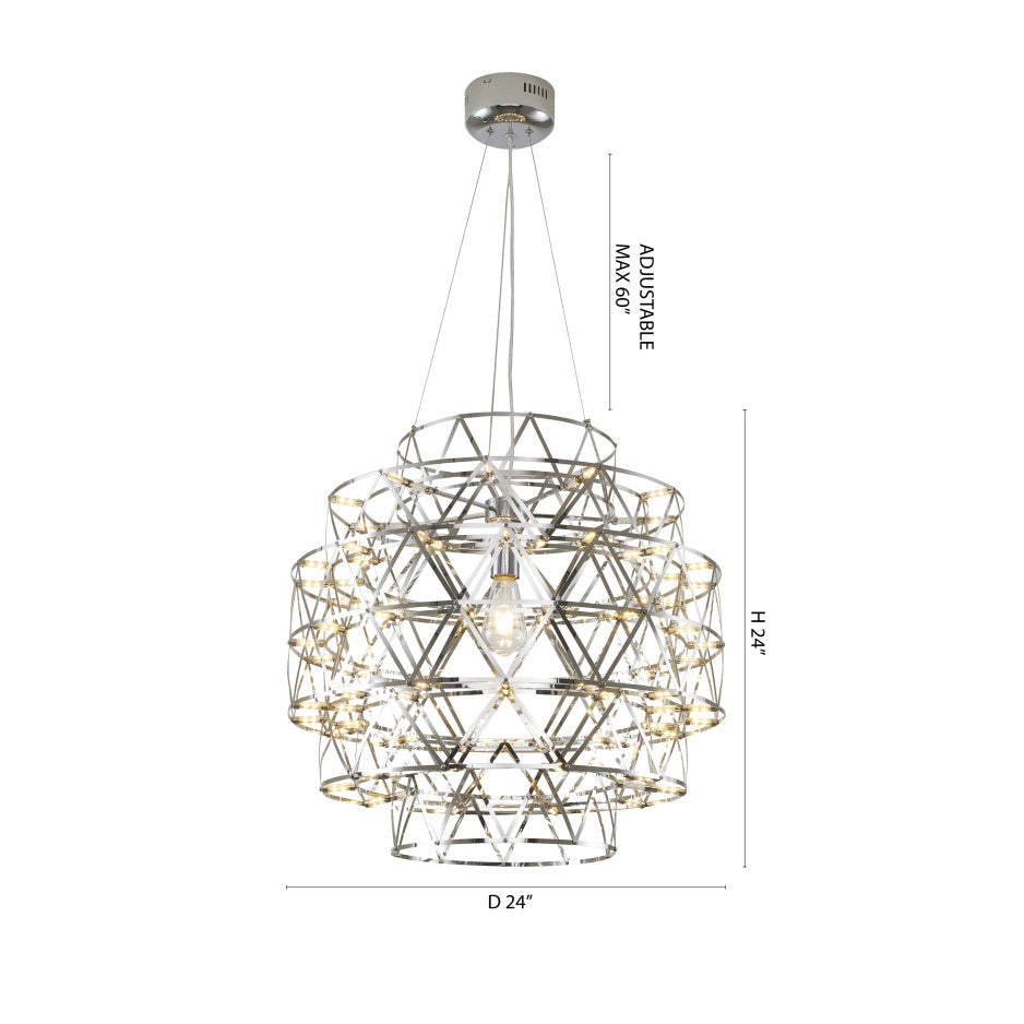 5 Tier 85-Light Dimmable Chrome Stainless Steel LED Chandelier