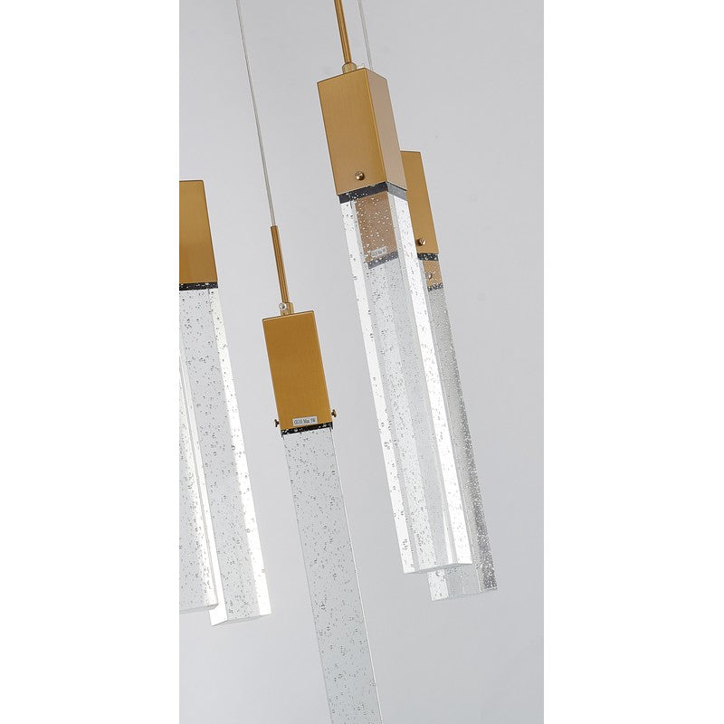 Flushed Chrome Frame Chandelier with Hanging Clear Block Crystal Pendants