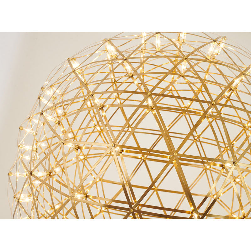 Gold LED Starburst Chandelier – 37" Modern Round Ceiling Light