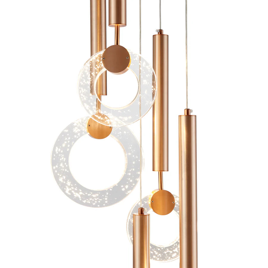 Glitter Rings Flush Bronze Chandelier