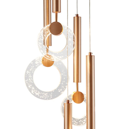 Glitter Rings Flush Bronze Chandelier