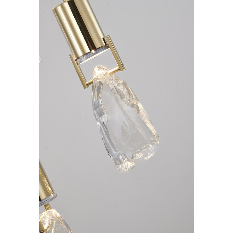 Brushed Gold Chandelier With Crystal Pendants