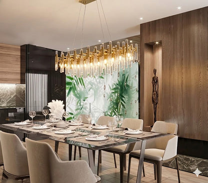 Gold Chandelier with Clear Glass Rods