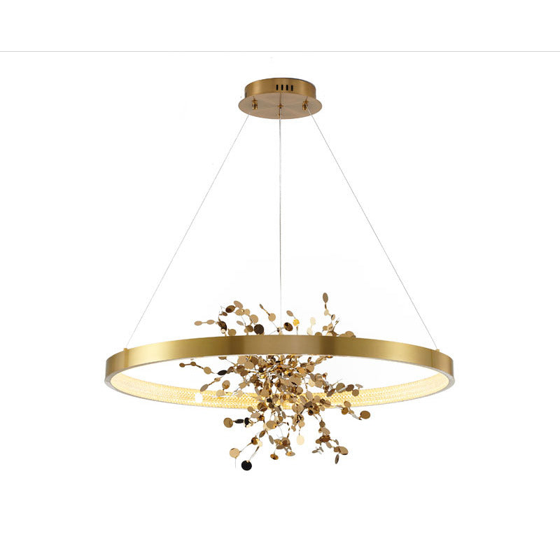 Ring LED Chandelier with Mirror Gold Sparkle