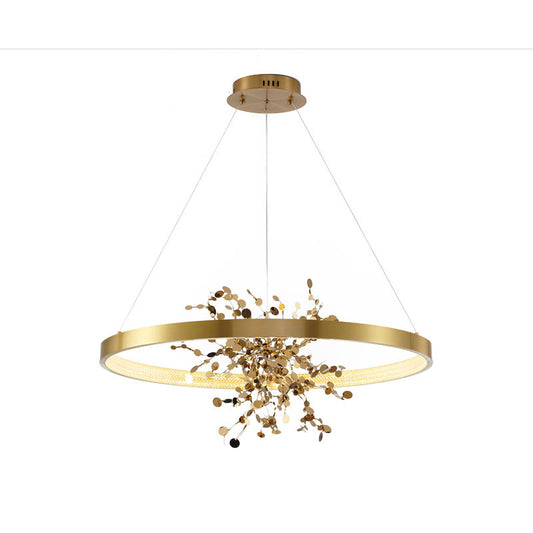 Ring LED Chandelier with Mirror Gold Sparkle