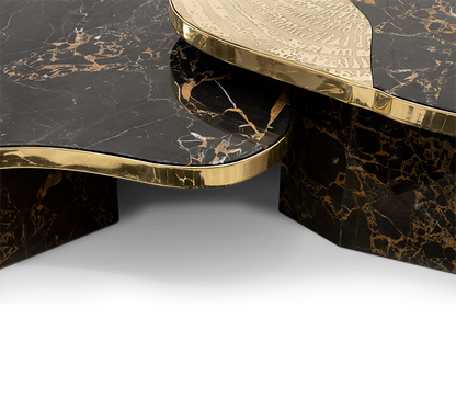 Ophelia Portoro Marble & Gold Center Table