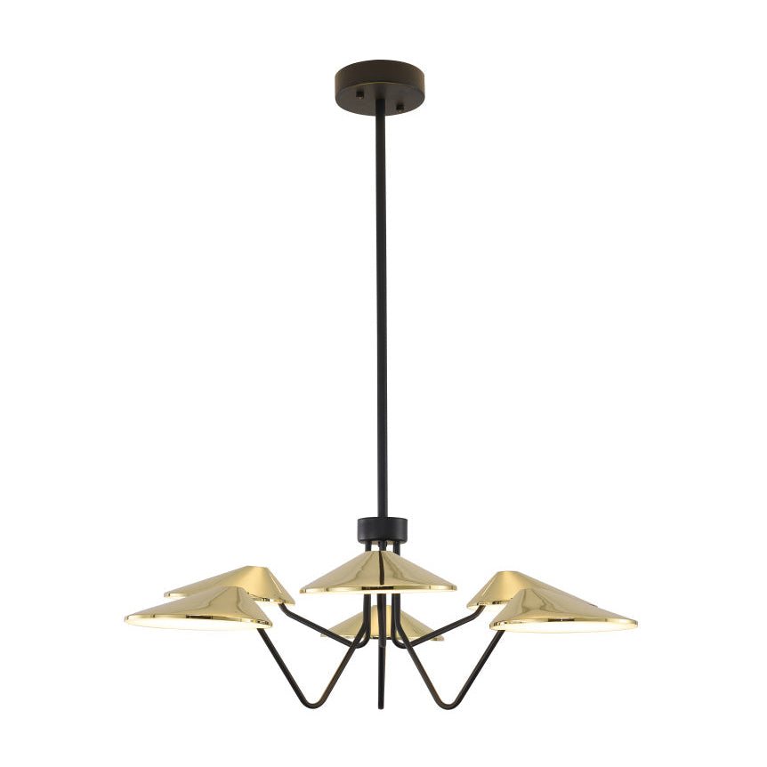 Black and Shiny Brass LED Chandelier
