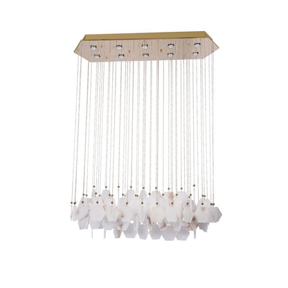 Gold Stainless Steel Chandelier with Spanish Alabaster Stones