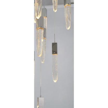 Flushed Chrome Frame Chandelier with Clear Bubble Hanging Crystal Pendants