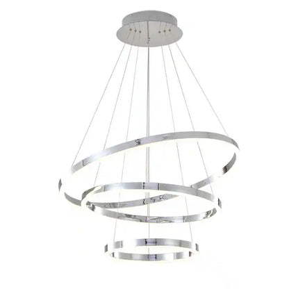 Three Halo Ring Chrome LED Chandelier