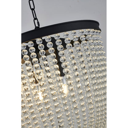 Oval Chandelier With Clear Hanging Crystal Beads