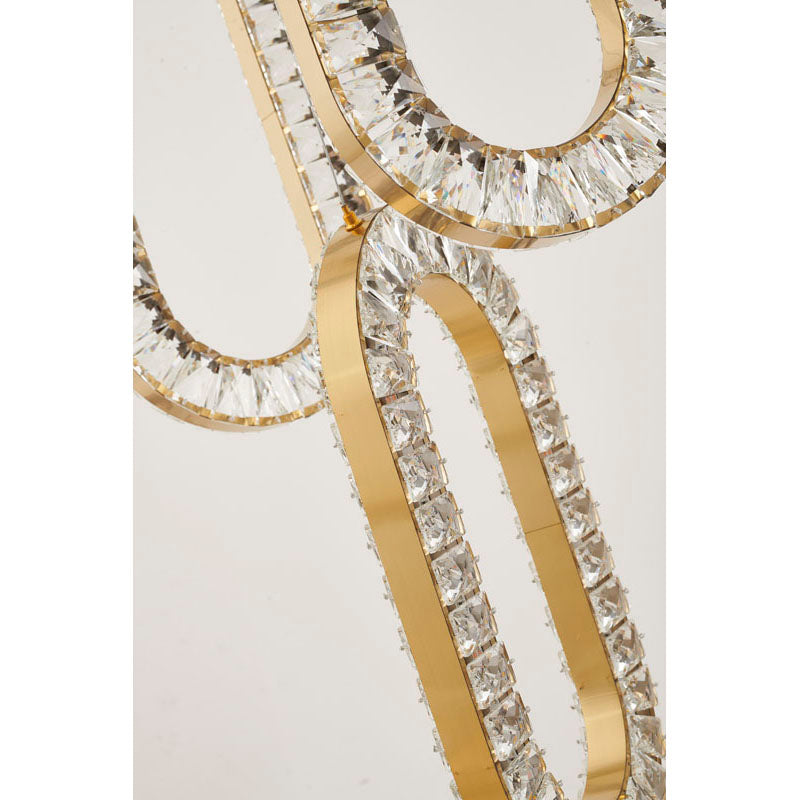 LED Chandelier With Oval Clear Crystal Hanging Pendants