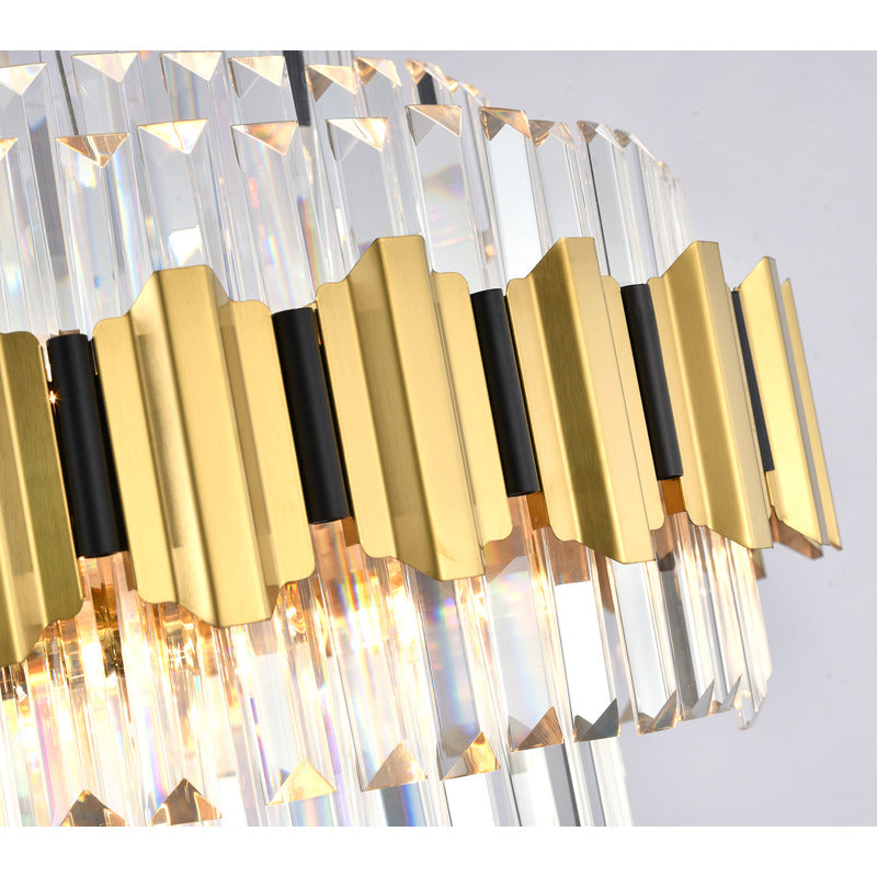 Gold Chandelier With Clear Hanging Crystals