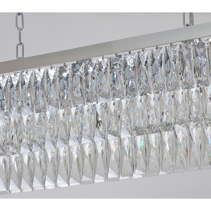 Rectangular Chandelier With Clear Hanging Crystals