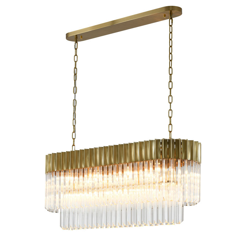 Oval Chandelier With Clear Hanging Crystals