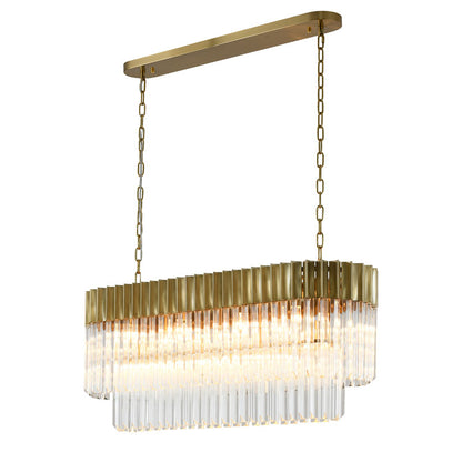 Oval Chandelier With Clear Hanging Crystals