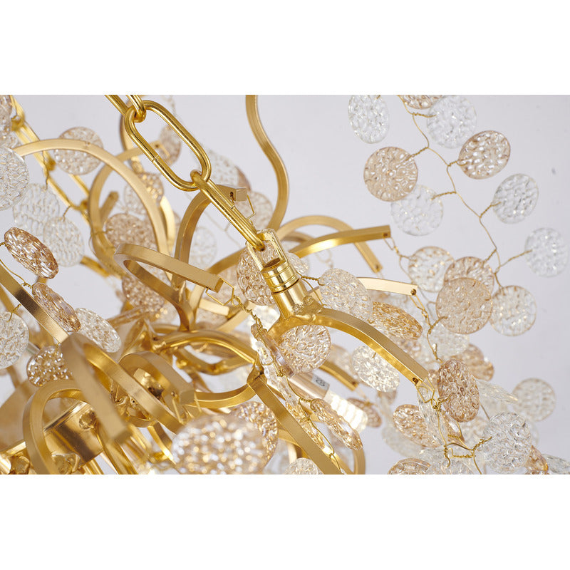Gold Chandelier With Clear & Champagne Glass Hanging Petals