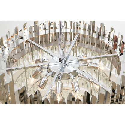 Chrome Chandelier With Clear Hanging Crystals