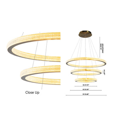 Three Ring Gold LED Chandelier