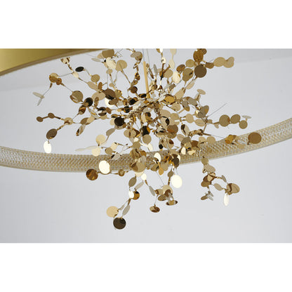 Ring LED Chandelier with Mirror Gold Sparkle