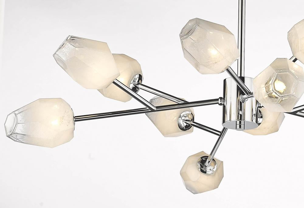 Gold Branch Chandelier with White Glass Shades