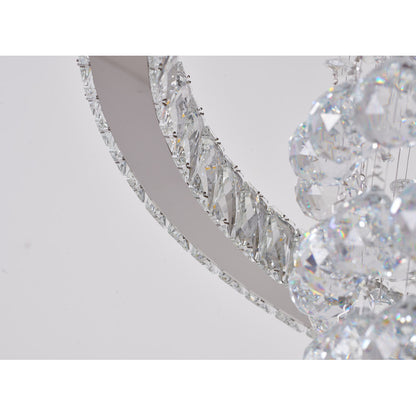Crystal Ball Chandelier With A LED Clear Crystal Ring