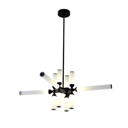 Black Aluminium Chandelier With White Glass Shades