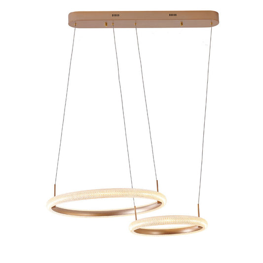 Gold Two Interlocked Ring LED Chandelier With A Clear Acrylic Diffuser