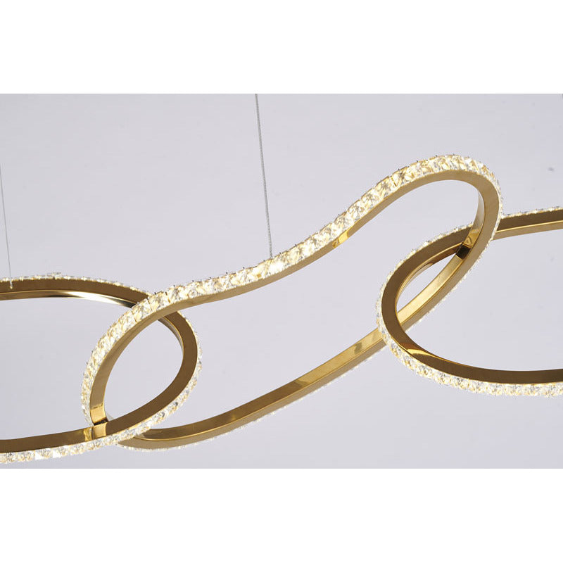 4-Light Gold Stainless Steel Chandelier With Clear Crystals