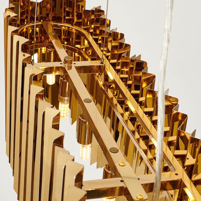 Gold Oval Chandelier with Spike Accents