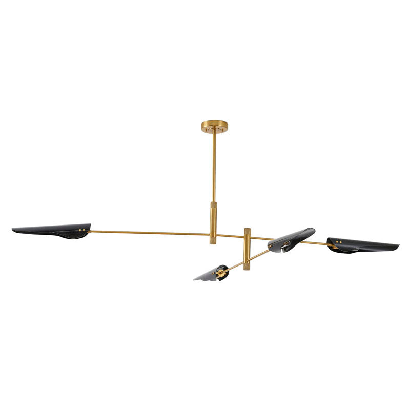 Gold Brass Chandelier With Black Shades