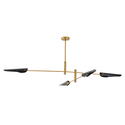 Gold Brass Chandelier With Black Shades