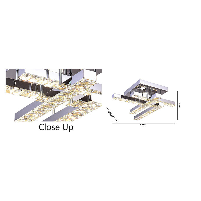 Chrome Frame LED Flushmount With Clear Crystals