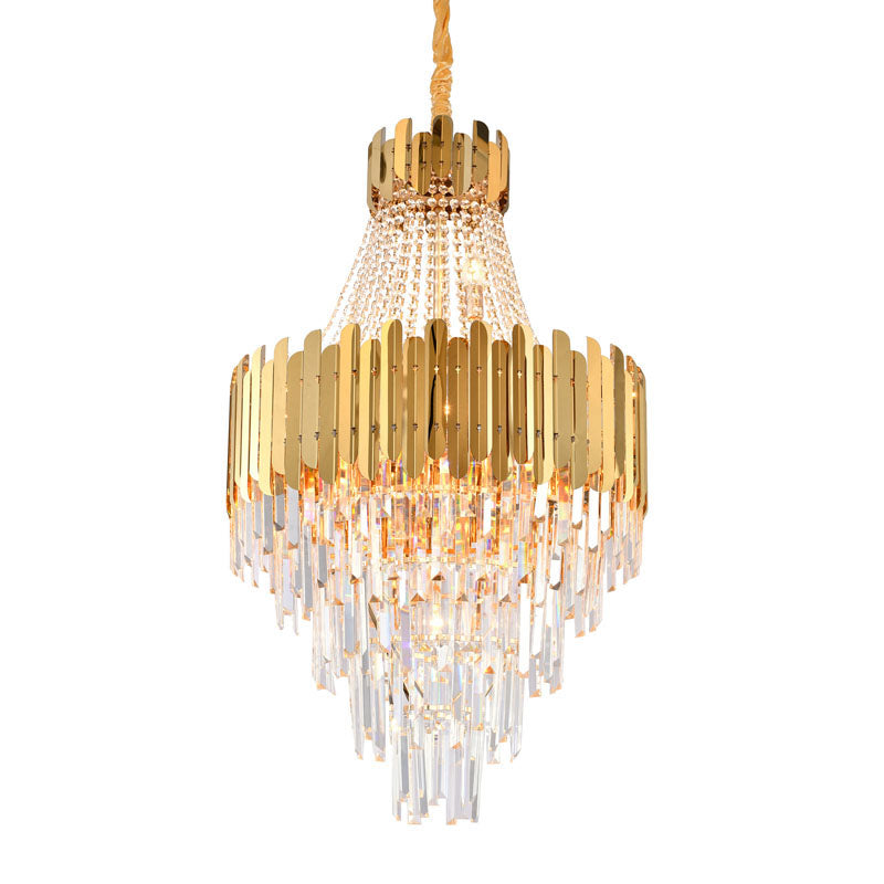Gold Chandelier With Clear Hanging Crystals