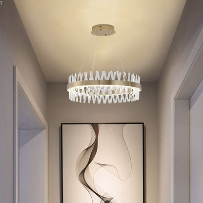 Round Gold Frame Chandelier With Clear Crystals